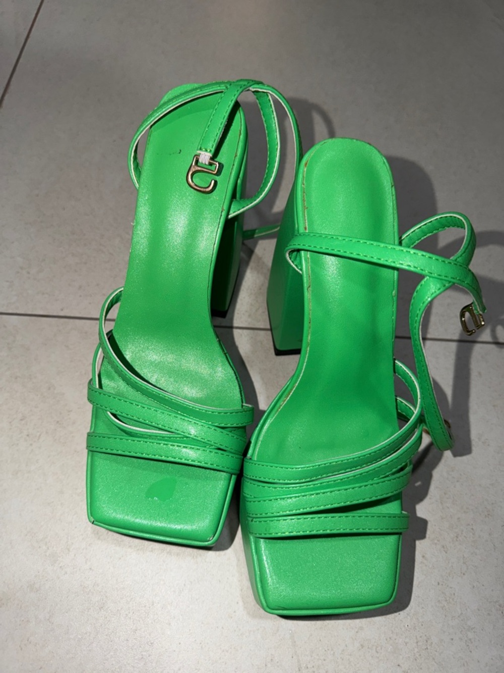 ASOS Bright Green Strappy Block Heel Sandals